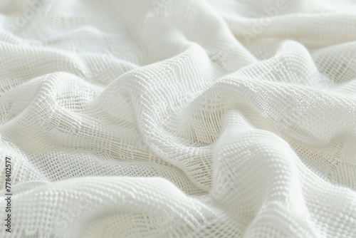 A close-up illustration of a pristine white cotton fabric texture. 32k, full ultra HD, high resolution