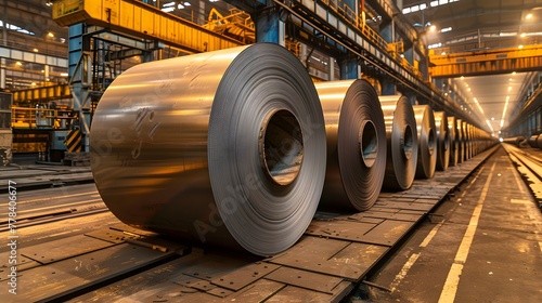rolls of steel in a factory