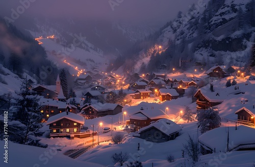 a town in the snow