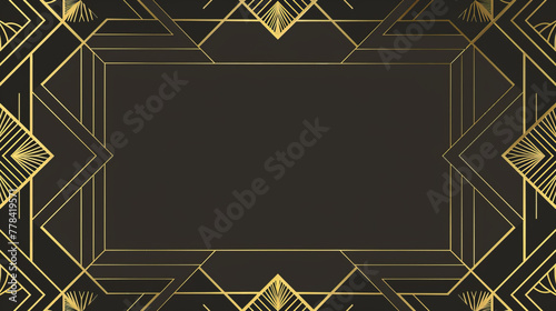 Golden geometric lines with an art deco style framework surrounding a black void for an elegant and stylish design