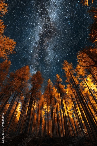 a starry sky above a forest of trees