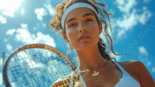 Bright Sunny Day Tennis Match with a Young Woman 