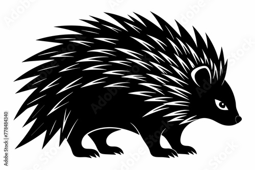  porcupine silhouette black vector illustration