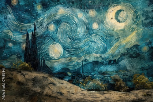 This digital replica of a painting on a textured surface was produced.