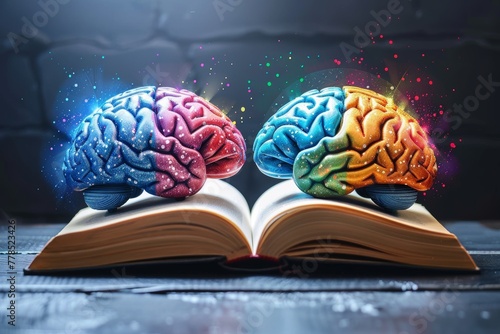 Open Book With Brain Images