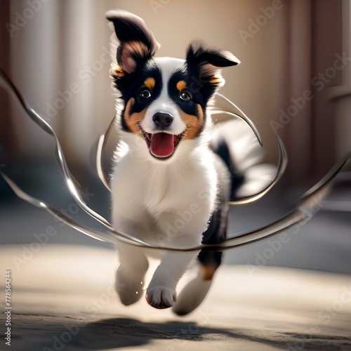 A playful puppy with floppy ears, chasing its own tail in a circle5