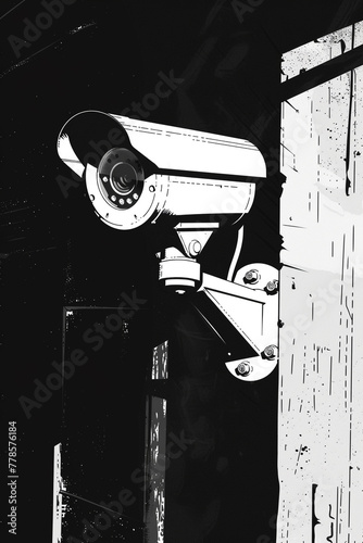 illustration of a security camera, adobe illustrator style