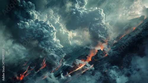eruption of a volcano illustration natural disasters