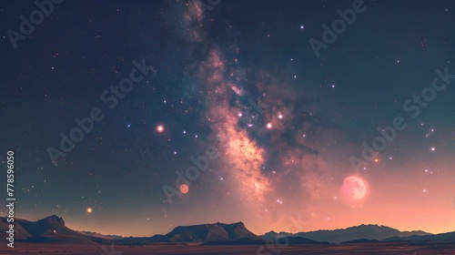 illustration related landscape with wide range of astronomy sky