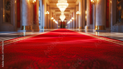 豪華な宮殿のレッドカーペットの廊下