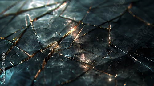 Prismatic shards casting intricate patterns of light upon an obsidian surface