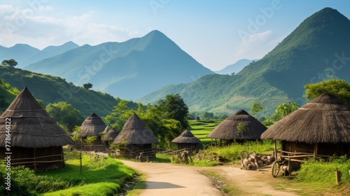 An ancient village of cone-shaped thatched houses 