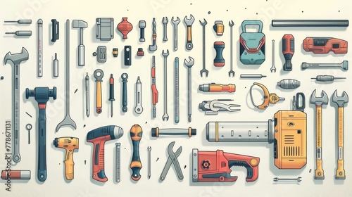Assortment of DIY Tools and Hardware Instruments for Household Projects and Repairs