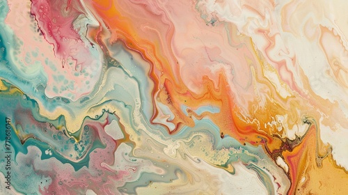 A pastel marbling whisper, where oil and acrylic softly merge