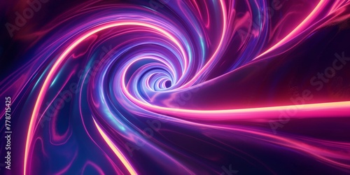 A visually captivating digital art piece featuring a spiral vortex with neon pink and blue, simulating motion