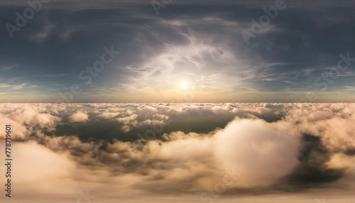 panorama of clouds hdri environment map round panorama spherical panorama equidistant projection panorama 360 flying above the clouds sky above the clouds 3d rendering