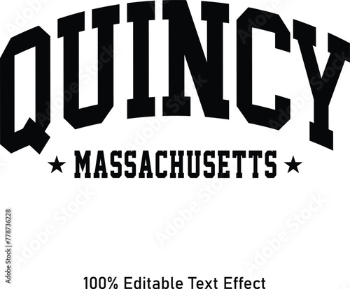 Quincy text effect vector. Editable college t-shirt design printable text effect vector