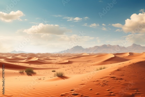 A vast expanse of the desert with rolling sand dunes, AI generated