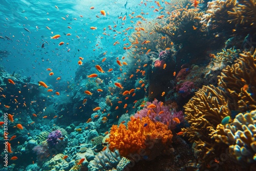 Coral reef, A vibrant coral reef teeming with marine life in the Philippines, AI generated