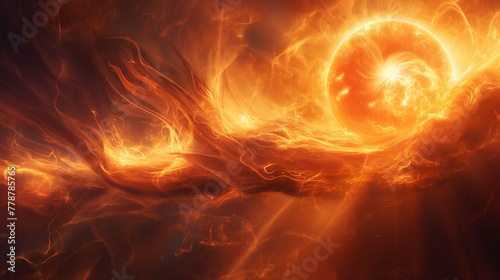 Solar flare Imagine vibrant suns emitting electrifying flares, their tendrils swirling like psychedelic ribbons.
