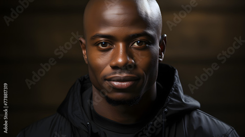 Stylish African Man in black Dress Against Simple Studio Background.