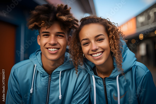 African Teen Couple with Unique Hairstyles.