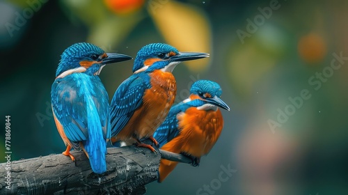 A pair of regal kingfishers perched on a branch above a glistening stream