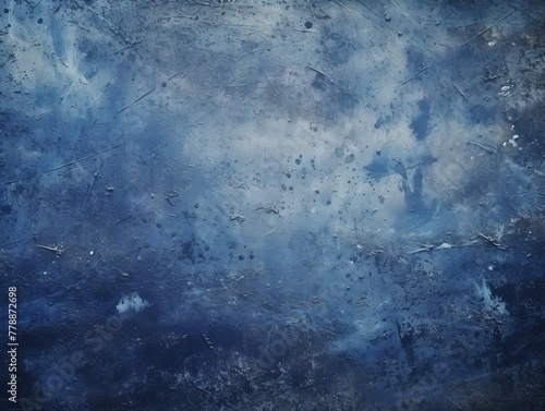 Indigo dust and scratches design. Aged photo editor layer grunge abstract background