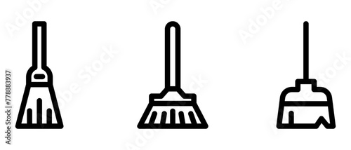 broom icon or logo isolated sign symbol vector illustration - high quality black style vector icons 