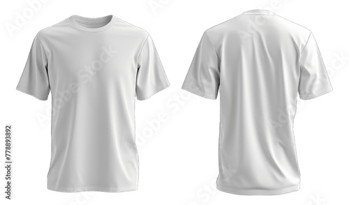 White Colored Blank T-Shirt Mockup, Front and Back View, Apparel Design Template on Transparent Background