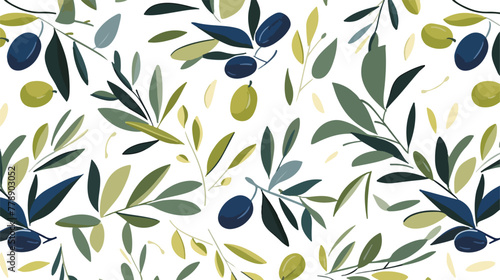 Nice seamless pattern with plants. Natural leaves o