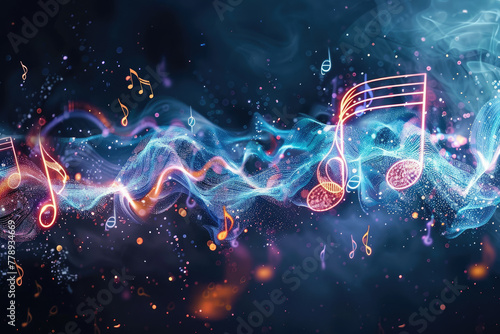 Visualize music and sound waves dancing in harmony, representing the rhythm of life