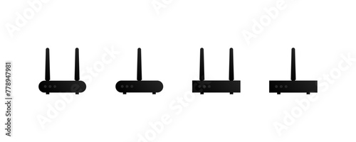 Router icons set. Modem switch icons set. Vector icons