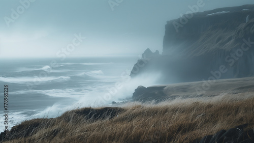 Iceland Seashore in Windy Day