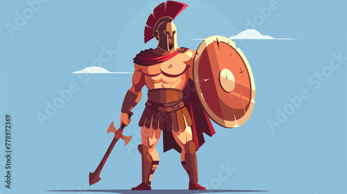 Spartan warrior character vector illustration 2d fl