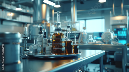 A pharmaceutical formulation scale-up laboratory with pilot-scale equipment and process optimization tools, temporarily at rest but ready to scale up drug manufacturing processes