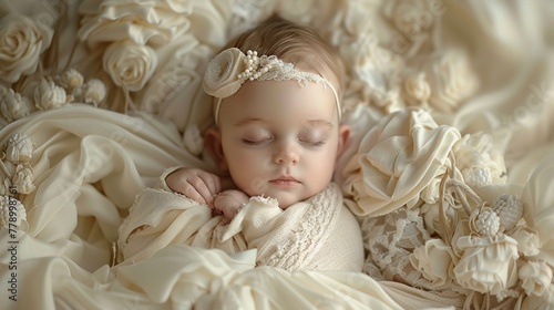 Softly draped fabrics creating a dreamy backdrop for the baby