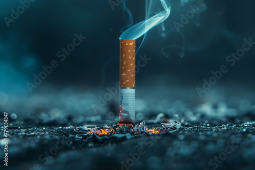 Lit Cigarette on a Moody Dark Background