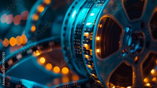 Cinematic Film Reels Close-Up with Ambient Backlight