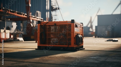 A photo of a construction site with a generator.