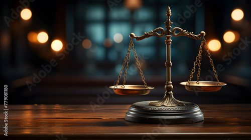 scale of justice,Scales of Justice in the dark Court Hall Law concept of Judiciary Jurisprudence and Justice Copy space Generative AI illustrator,Justice and equality symbolized by legal scales on des