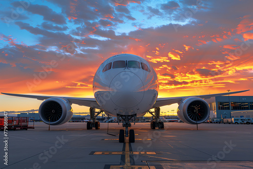 Elegant Airliner in Fiery Sunset Magnificence