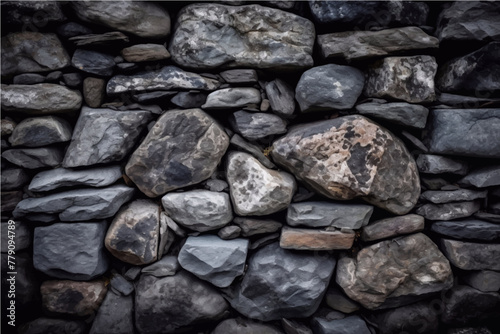 Neatly stacked rough cut stone wall texture background.