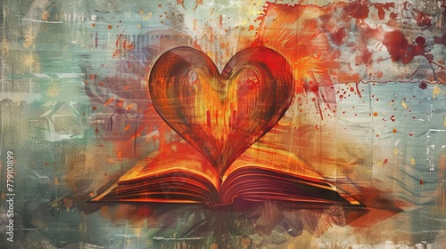 Abstract heart enveloped in poetic lines, illustrating the intimate love of reading poetry.