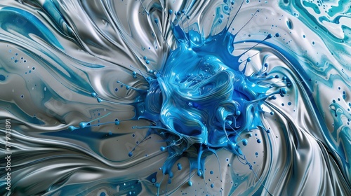 abstract blue and sliver color background thick paint splash background 