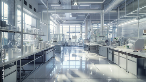 A state-of-the-art pharmaceutical formulation optimization laboratory with formulation scientists' workstations and process optimization tools