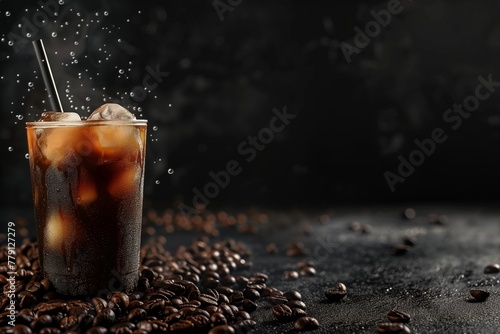 Ice coffee with copy space