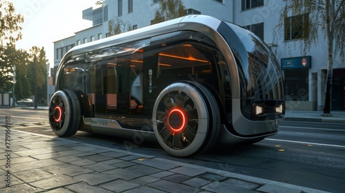 Autonomous Electric Shuttle in Urban Environment at Dawn