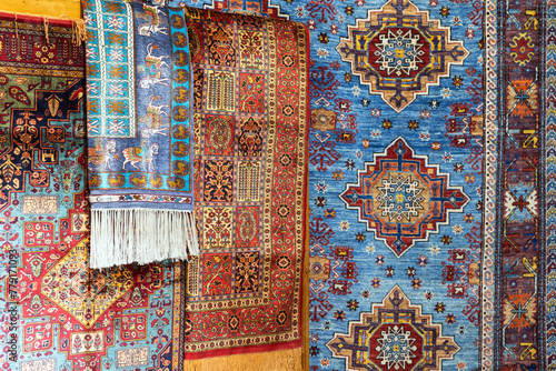 Assortment of oriental silk carpets