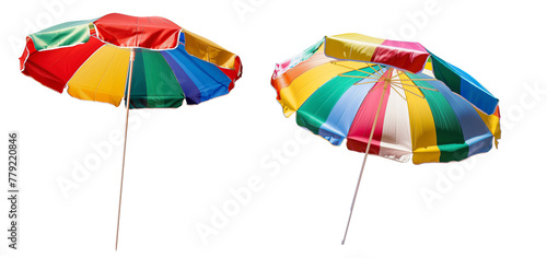 Set of colorful beach umbrella isolated.